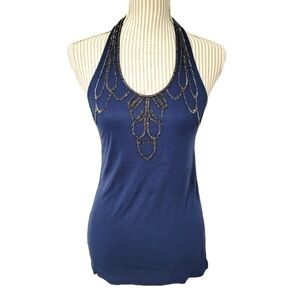 Forever21 Vintage Cobalt Blue Rhinestone Tank Medium